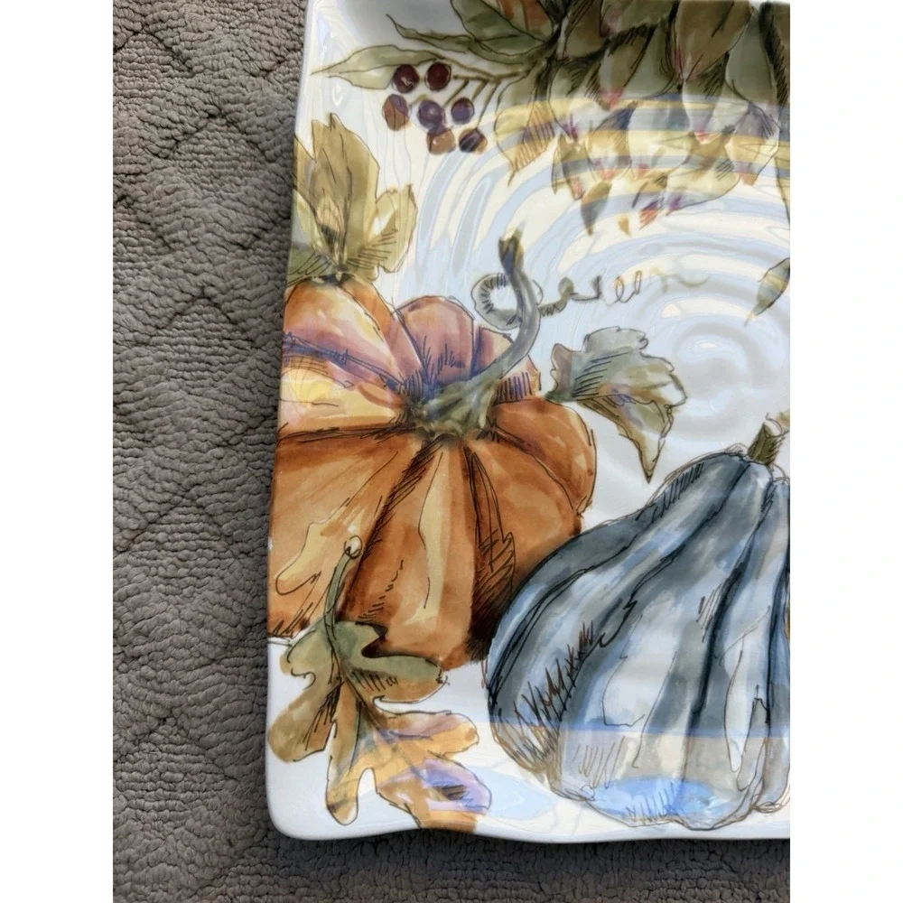 maxcera Blue Pumpkin Dinner Plate hand-painted
